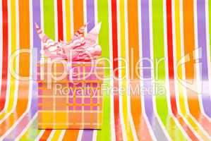 Gift box on a stripe background