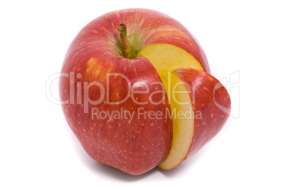 Sliced red ripe apple isolated on white background