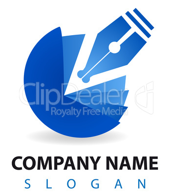 Business logo: a blu pen and inkwell