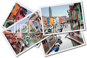 Collage of Burano Island, Venice, Italy