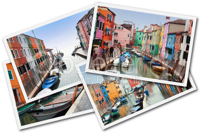 Collage of Burano Island, Venice, Italy