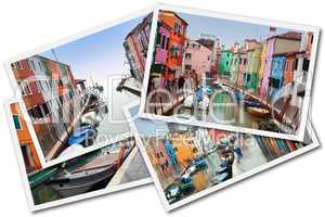 Collage of Burano Island, Venice, Italy