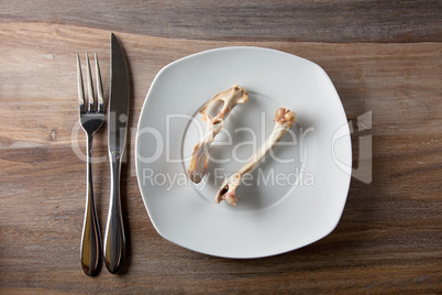 Empty dinner plate with bones