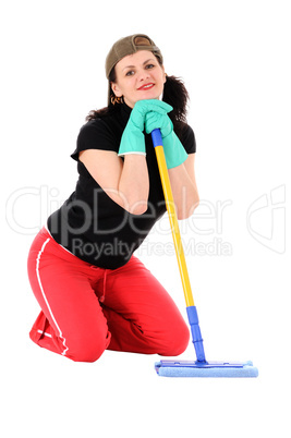 woman with a mop