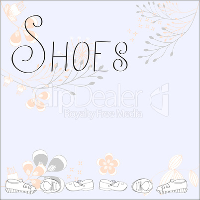 Inscription SHOES with floral ornament