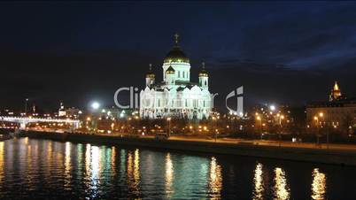 Cathedral of Christ the Savior in Moscow time lapse