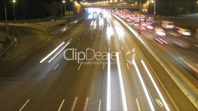 Night timelapse of traffic  on highway