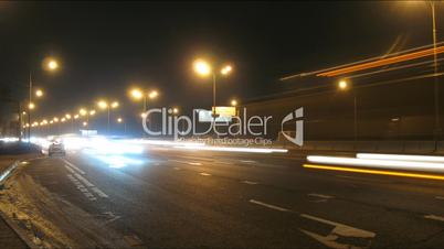 Night timelapse of traffic  on highway