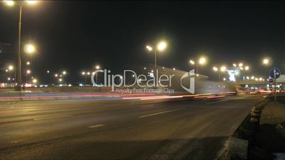 Night timelapse of traffic  on highway