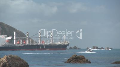 Log ship heads out to sea