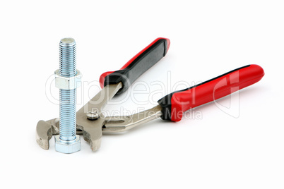 Bolt, nut and combination pliers