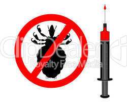 Verbotsschild für Läuse und Impfspritze