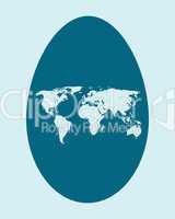 Symbolische Darstellung der Kontinente in einem Ei zur Osterzeit