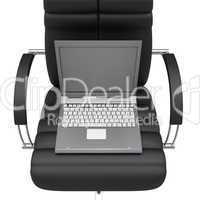 Notebook in office armchair