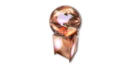 Rotating globe award on white background
