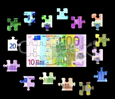 Puzzle verschiedene Euro Banknoten