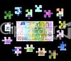 Puzzle verschiedene Euro Banknoten