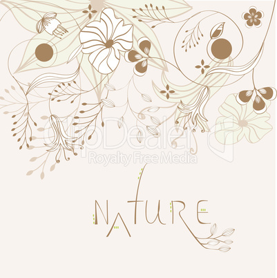 Floral background with inscription nature