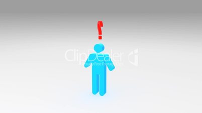 human symbol with red question mark above head concept loopable 3d animation