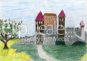 Child's drawing of castle.