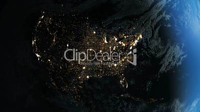 North America From Space. Night
