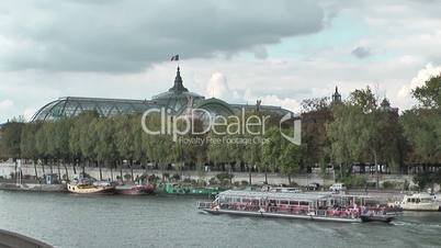 Tourist boat on Seine river in Paris