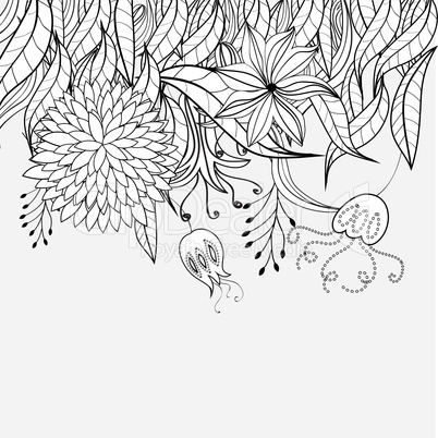 Sketch with floral ornament