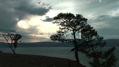 Time lapse of dramatic sunset on Baikal lake