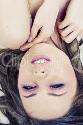 Young woman laying bed