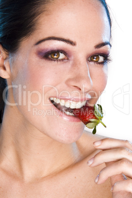 Beautiful young woman face. Close up.