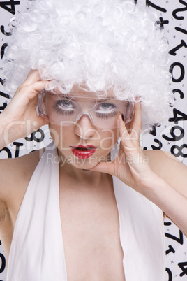 woman in white wig