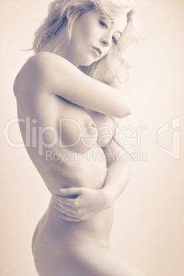 sexy nude woman artistic portrait in studio