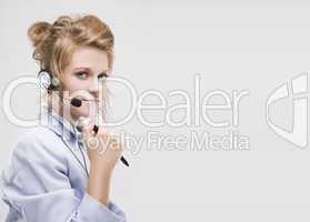 Woman wearing headset isolated