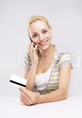 Blond Woman Credit Card Shopping