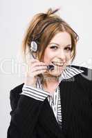 Customer support operator woman smiling