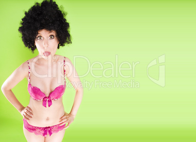 beautiful woman in a big afro wig