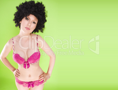 beautiful woman in a big afro wig