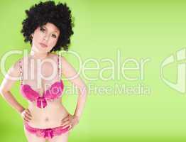 beautiful woman in a big afro wig