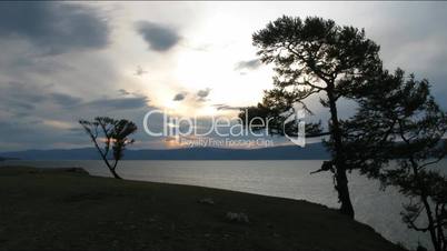 Time lapse of sunset on Baikal lake