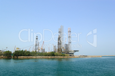 Oil drilling site at the shore, Sharjah, UAE