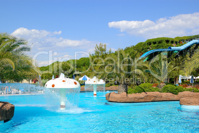 Aqua park in popular Turkish hotel, Antalya, Turkey