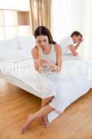 Upset couple finding out results of a pregnancy test