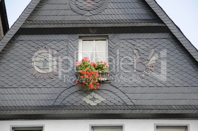 Blumen an einem Haus in Lorch