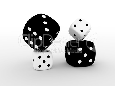 4 black and white playing cube's