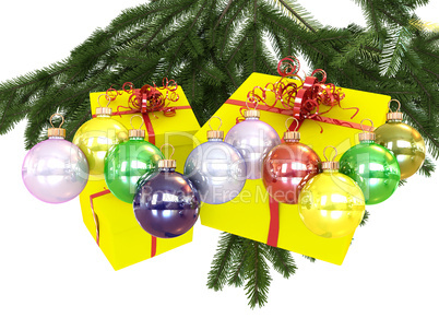 Colored balls and presents