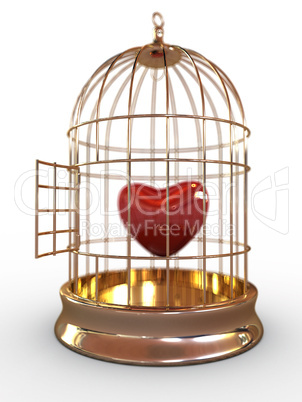 Red heart in cage