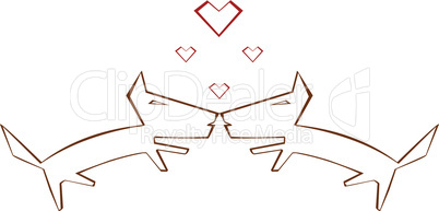 Funny sweet dog's in love. Vector