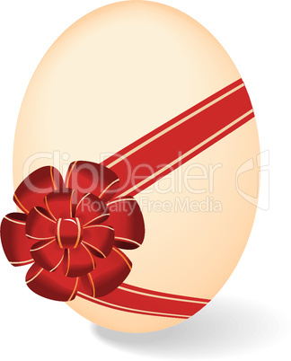 Realistic illustration by Easter egg with bow