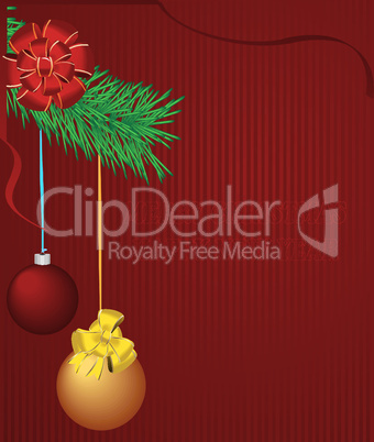 Christmas bulbs on red background