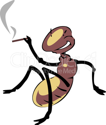 Smoking a cigar an insect sitting